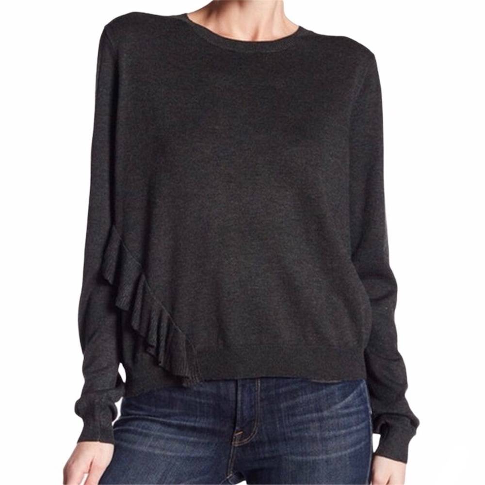 Sweet Romeo asymmetric ruffle sweater
